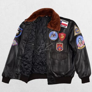 Patchs brodés de veste en cuir de vache de célébrité, Bombardier de vol de pilote de croisière Maverick T-G Maverick Movinvick Top Gun pour hommes Pete Maverick Tom Cruise