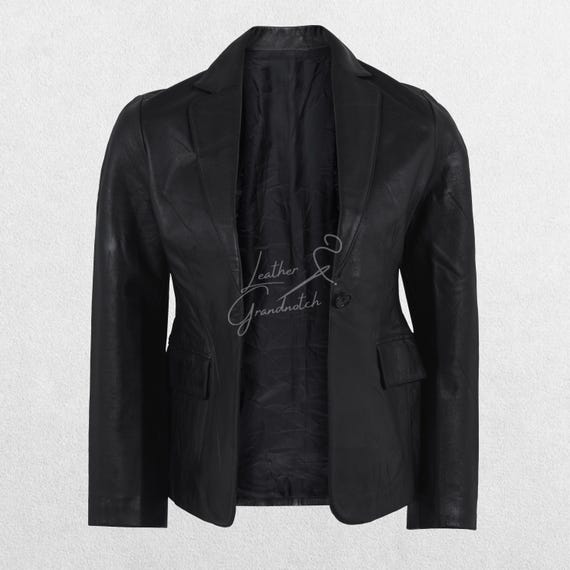 Professionalism Black Leather Blazer | Women's Sleek Black Classic,  Versatile | Edgie Custom Tailored for Her | Black Firday Sale - Etsy