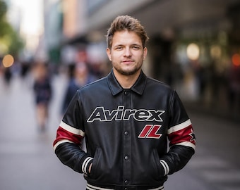 Chicago USA Avirex Giacca in pelle Vera pelle di pecora Bomber Nero Varsity Moto Stile retrò streetwear da uomo moda varsity Il miglior regalo
