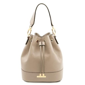 Luxus Beige Bucket Bag Echtes Leder Designer Bucket Bag mit Kordelzug Goldfarbene Stilvolle Damenhandtasche für jeden Anlass