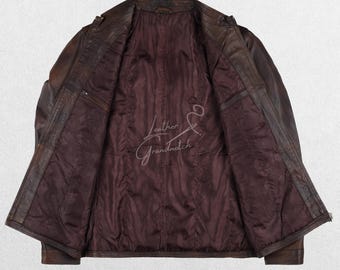 vintage brown leather jacket| Classic High-Quality Brown Leather Jacket, Soft, Durable, Comfortable| Stylish Bomber Jacket for Men
