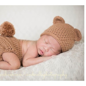 Baby Bear Outfit-Newborn Bear set-Crochet Bear Hat-animal hat-Bear Set-photography Prop-Newborn photo prop-Crochet baby outfit-baby Costume