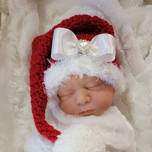 Baby Santa Hat- Newborn girl Santa Hat- Santa Hat- Santa Christmas Hat- Christmas Hat - Santa Photo Prop-  newborn prop - Santa Claus Hat