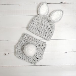 newborn Bunny outfit - Crochet baby Bunny Hat set - Baby animal hat - newborn photo prop- crochet baby set-Year of the rabbit- Easter Outfit