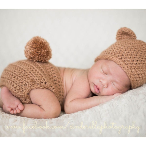 Ensemble bébé ours tenue-nouveau-né ours au crochet chapeau-animal chapeau-ours ensemble-photographie accessoire-nouveau-né photo accessoire-crochet bébé tenue-déguisement bébé