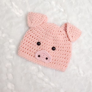 Cappello da maiale all&#39;uncinetto per neonati-Cappello da maiale-Cappello da maiale per bambini-Cappello da animale-Berretto da maiale-Accessorio fotografico-Accessorio fotografico per neonati-Cappello da neonato all&#39;uncinetto-Costume-Costume di Halloween