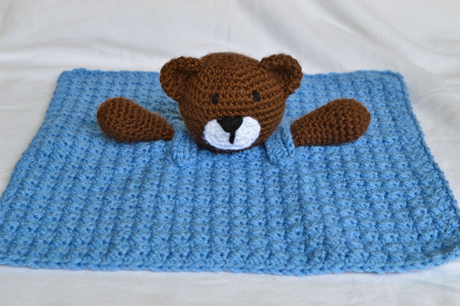 Crochet Lovey Security Blanket Buddy Bear Etsy