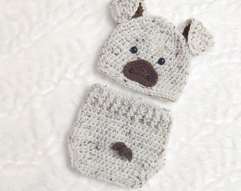 Crochet Baby Pig Outfit, Newborn Photo Prop, Halloween Costume