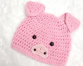 Gehaakte varkensmuts – beanie voor pasgeboren dieren, fotorekwisiet