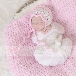 Baby Bonnet ,Pixie Bonnet ,Chevron Bonnet ,cotton baby girl Bonnet,photography Prop, newborn, 0-3,3-6,6-12 months image 1