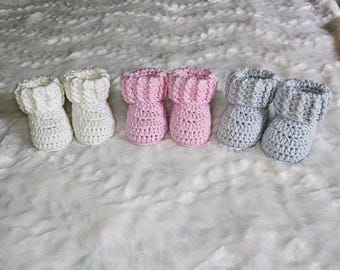 Crochet Baby Booties | Newborn Baby Shower Gift | Pregnancy Announcement | 100% cotton