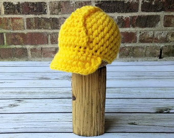 Baby Construction Hat - Crochet newborn Hard Hat - Newborn Helmet - Work Hat - Baby utility Hat - Newborn Photo Prop - Halloween costume