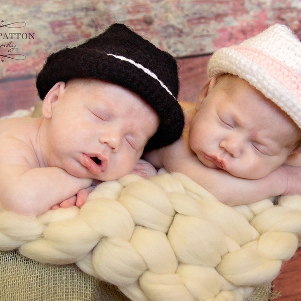 Baby hat, Fedora Hat , cowboy hat Size newborn 0  3 6 12 months photo prop Custom  MADE TO ORDER