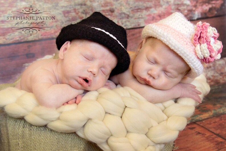 Baby hat, Fedora Hat , cowboy hat Size newborn 0 3 6 12 months photo prop Custom MADE TO ORDER image 1