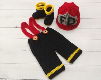 Baby Firefighter Outfit - Fireman Set - Firefighter uniform - baby Fireman Helmet - Fireman Uniform -  photography prop - Halloween Costume