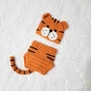 Newborn Tiger Outfit Baby Tiger hat-animal hat Tiger Set Newborn photo prop-Crochet baby outfit Halloween costume Year of the tiger image 5