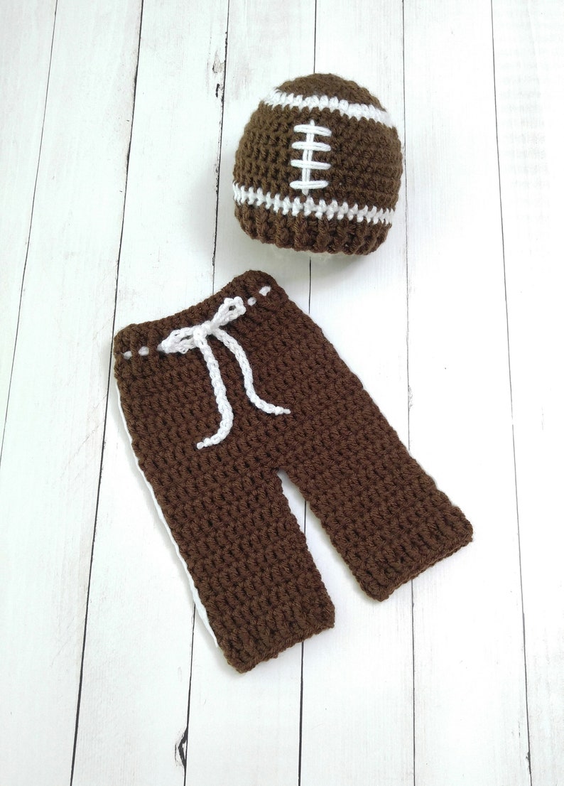 Crochet Baby Football Outfitfootball Hatbaby Pantsnewborn Etsy