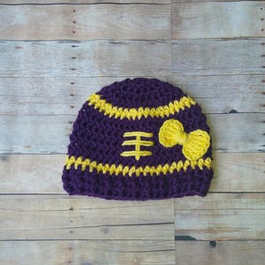 Crochet Football Hat – Newborn Baby Beanie, Custom Team Colors image 5