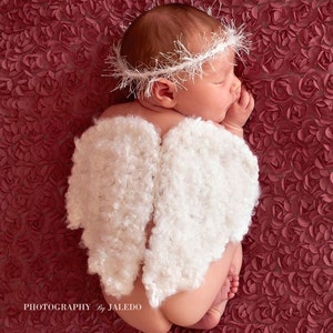 Crochet Angel wings with Halo - newborn photography prop - baby angel wings photo prop - newborn angel wings