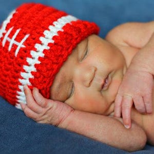 Crochet Football Hat – Newborn Baby Beanie, Custom Team Colors image 4