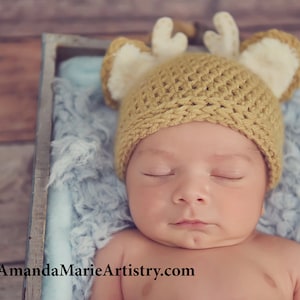 Baby Deer Hat - Crochet Deer Hat - Newborn Deer Hat - Baby animal hat - newborn photo prop - character hat - crochet baby outfit - Costume