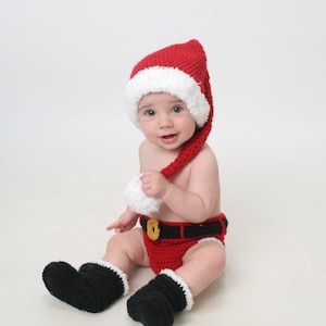 Newborn Santa Suit - Baby Santa Set -Crochet Santa Set - Newborn photo prop , baby Christmas outfit  - Santa Outfit - Christmas photo prop