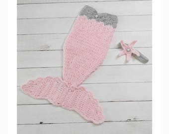 Crochet Mermaid Outfit-Crochet Baby Mermaid-Mermaid Photography Prop-Baby Mermaid Outfit-Newborn Photography Prop-Mermaid Tail-Baby Mermaid