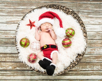 Crochet Santa Outfit -  Baby boy Santa Set - Newborn Santa Outfit - Baby boy Santa Suit, Santa Photo Prop -baby first Christmas outfit