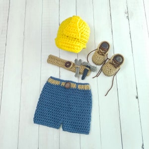 Baby Construction Set-Newborn Construction Outfit-Baby Hard hat-work boots-newborn photo prop-Utility Worker-Lineman-Halloween Costume