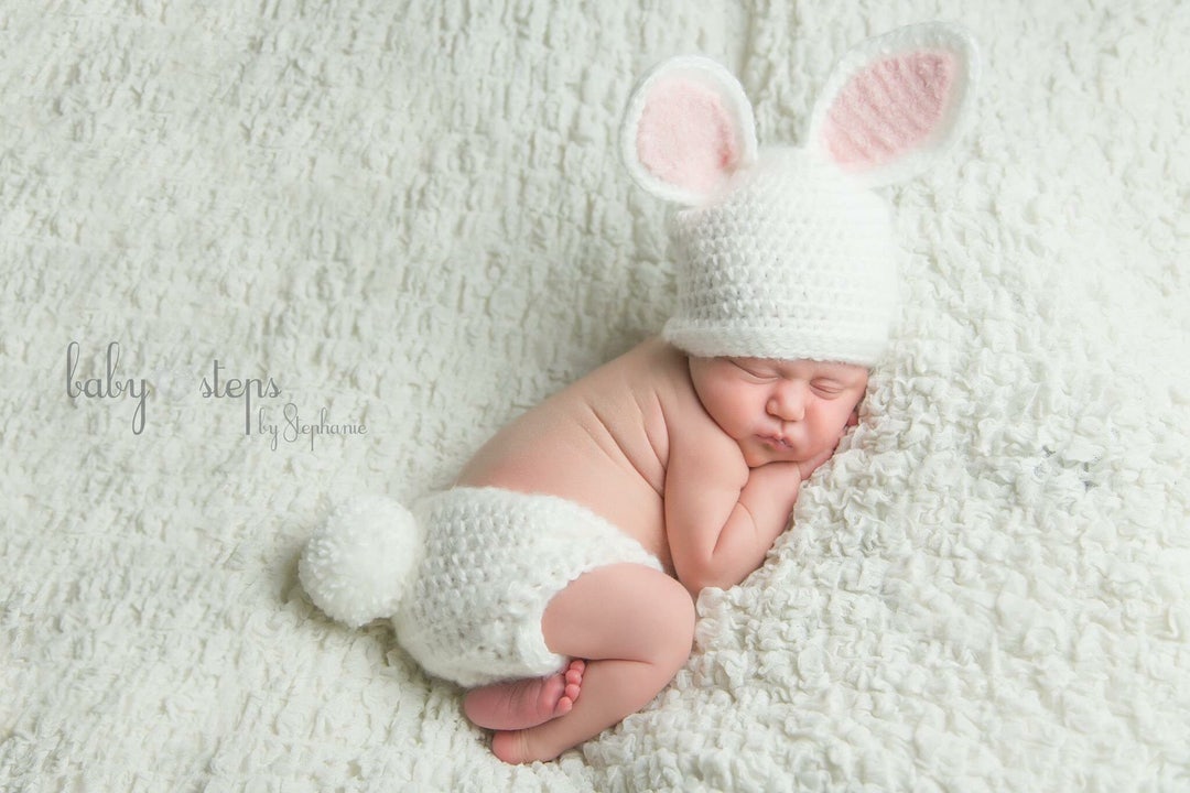 Ropa Ropa para niño Disfraces Boy Hat Bunny Ears Rabbit Costume Childs Photo Prop Kids Crochet Hat 2T a 4T Blue Bunny Hat Diaper Cover Set Lagoon Blue Crochet Hat 