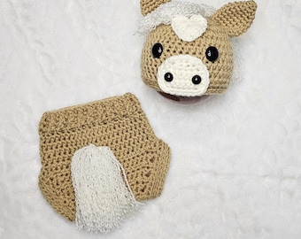 Baby Horse Outfit - Newborn Horse set - Crochet Horse Hat - animal hat - photography Prop - baby Costume - Chinese Year of the Horse