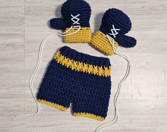 Conjunto de boxeo para recién nacidos: guantes y calzoncillos de boxeo, traje de boxeo infantil, accesorio para fotografía de recién nacidos, disfraz de Halloween, accesorio para fotos infantiles