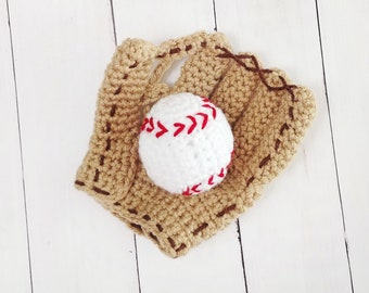 Baby Glove and Ball - Sports glove - Crochet Glove - Baseball Glove  Mitt - Softball Glove - newborn photo prop- baby costume- custom colors