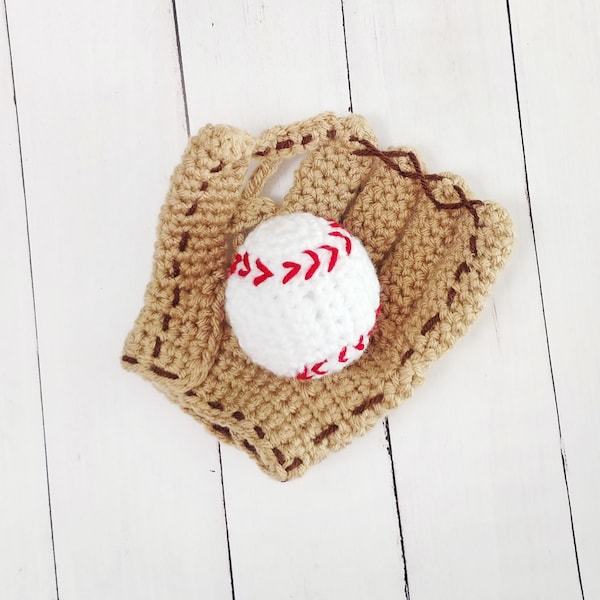 Baby Glove and Ball - Sports glove - Crochet Glove - Baseball Glove  Mitt - Softball Glove - newborn photo prop- baby costume- custom colors