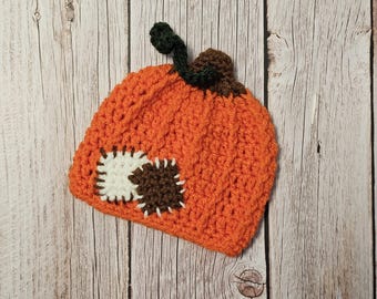 Newborn Baby Pumpkin Hat | Pumpkin Beanie | Newborn photo prop | Crochet baby hat | Halloween Costume