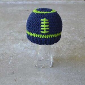Crochet Football Hat – Newborn Baby Beanie, Custom Team Colors image 6