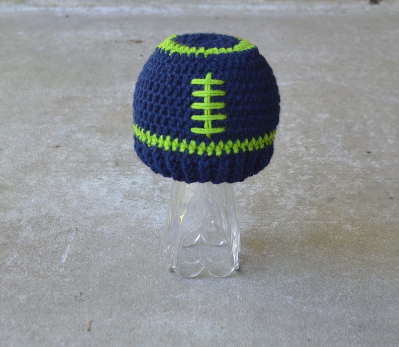 Crochet Football Hat – Newborn Baby Beanie, Custom Team Colors image 6