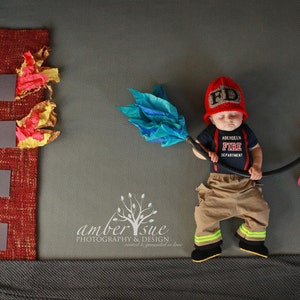 Firefighter hat and boots Fireman Hat newborn to24 months ,  baby hat photography prop ,custom colors Halloween costume Custom baby gift