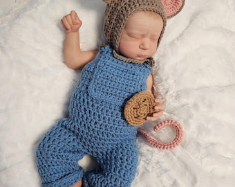 Crochet baby Mouse with cookie outfit | newborn photo prop | shower gift | Baby Halloween costume