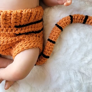 Newborn Tiger Outfit Baby Tiger hat-animal hat Tiger Set Newborn photo prop-Crochet baby outfit Halloween costume Year of the tiger image 7