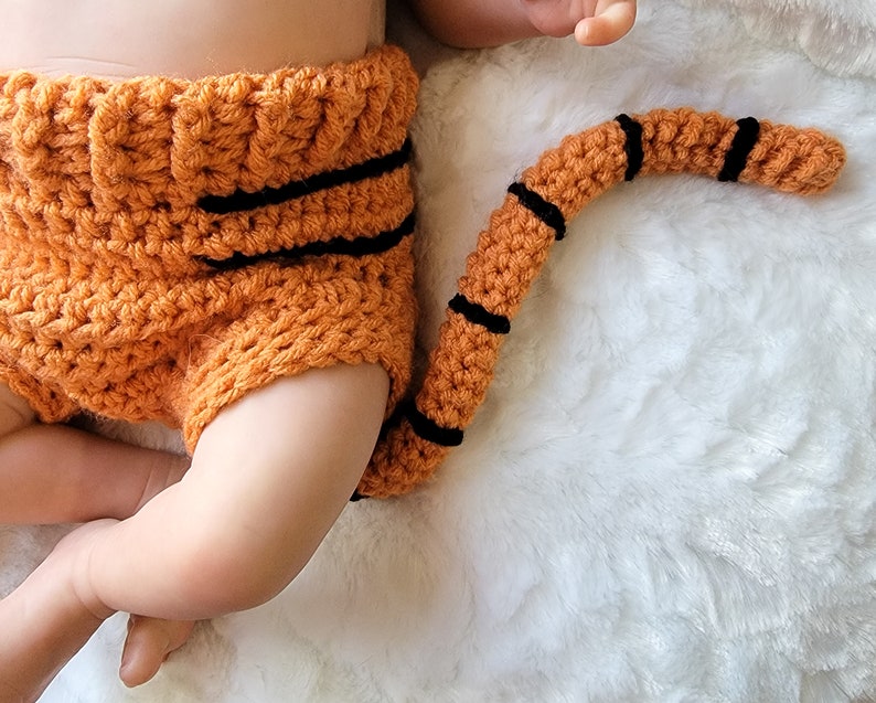 Newborn Tiger Outfit Baby Tiger hat-animal hat Tiger Set Newborn photo prop-Crochet baby outfit Halloween costume Year of the tiger image 7