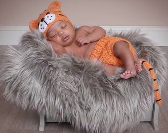 Newborn Tiger Outfit - Baby Tiger hat-animal hat - Tiger Set - Newborn photo prop-Crochet baby outfit -Halloween costume -Year of the tiger