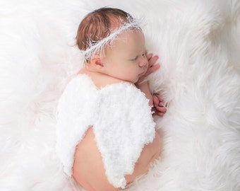 Crochet Angel wings with Halo, Newborn angel wings , newborn photography prop, Christmas photo prop, newborn photo prop , Custom baby gift