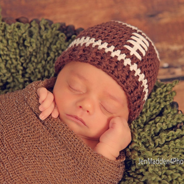 Newborn Football Hat - Baby football beanie - Crochet Baby football Hat - Baby boy Football hat - Newborn Photo prop - custom team colors