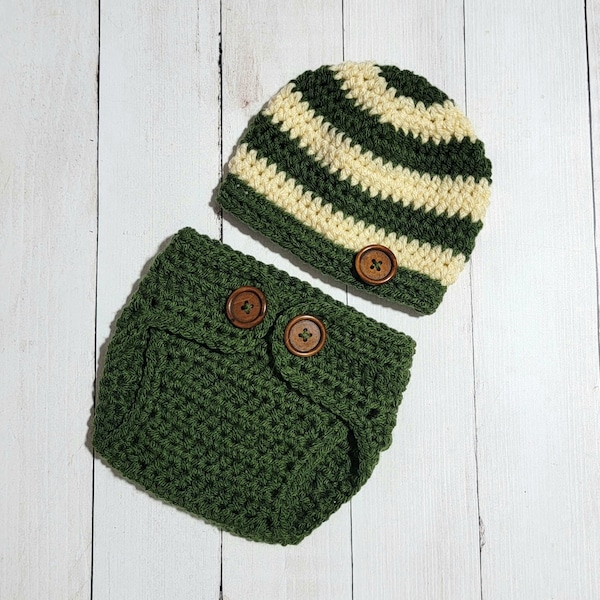 newborn Boy Outfit -Hat Diaper Cover Set-Crochet Baby Boy outfit -Newborn Boy Photo Prop -Photography Prop -Coming Home Outfit -Baby Boy Set