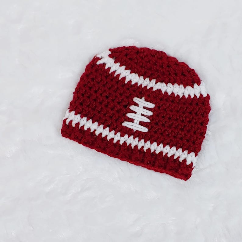 Crochet Football Hat – Newborn Baby Beanie, Custom Team Colors image 8