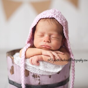 Crochet Girl Bonnet-Baby Girl Bonnet- Pink baby girl Bonnet-Newborn Photography Prop-newborn 3 6 9 12 months-Pink Pixie Bonnet