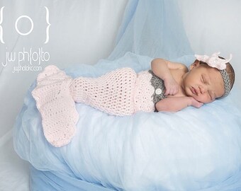 Baby girl Mermaid Outfit, Crochet Baby Mermaid, Mermaid Photography Prop, crochet Baby Mermaid set, Newborn Photography Prop, Mermaid Tail