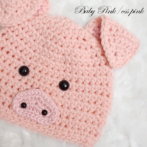 Cappello a forma di maiale all&#39;uncinetto-Cappello a forma di maiale-Cappello a forma di maiale per neonati-Cappello a forma di animale-Berretto a forma di maiale-Accessorio fotografico-Accessorio fotografico per neonati-Vestito per neonati all&#39;uncinetto-Costume-Costume di Halloween