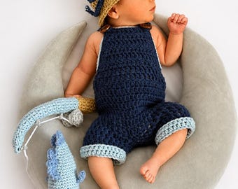 Baby Fishing Outfit | Newborn Fisherman Outfit | Photo Prop | halloween costume